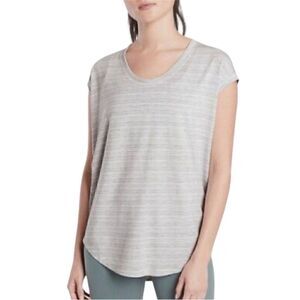 Athleta Top Womens Gray Stripe Cloudlight Stratus Tee Oversized Athleisure S